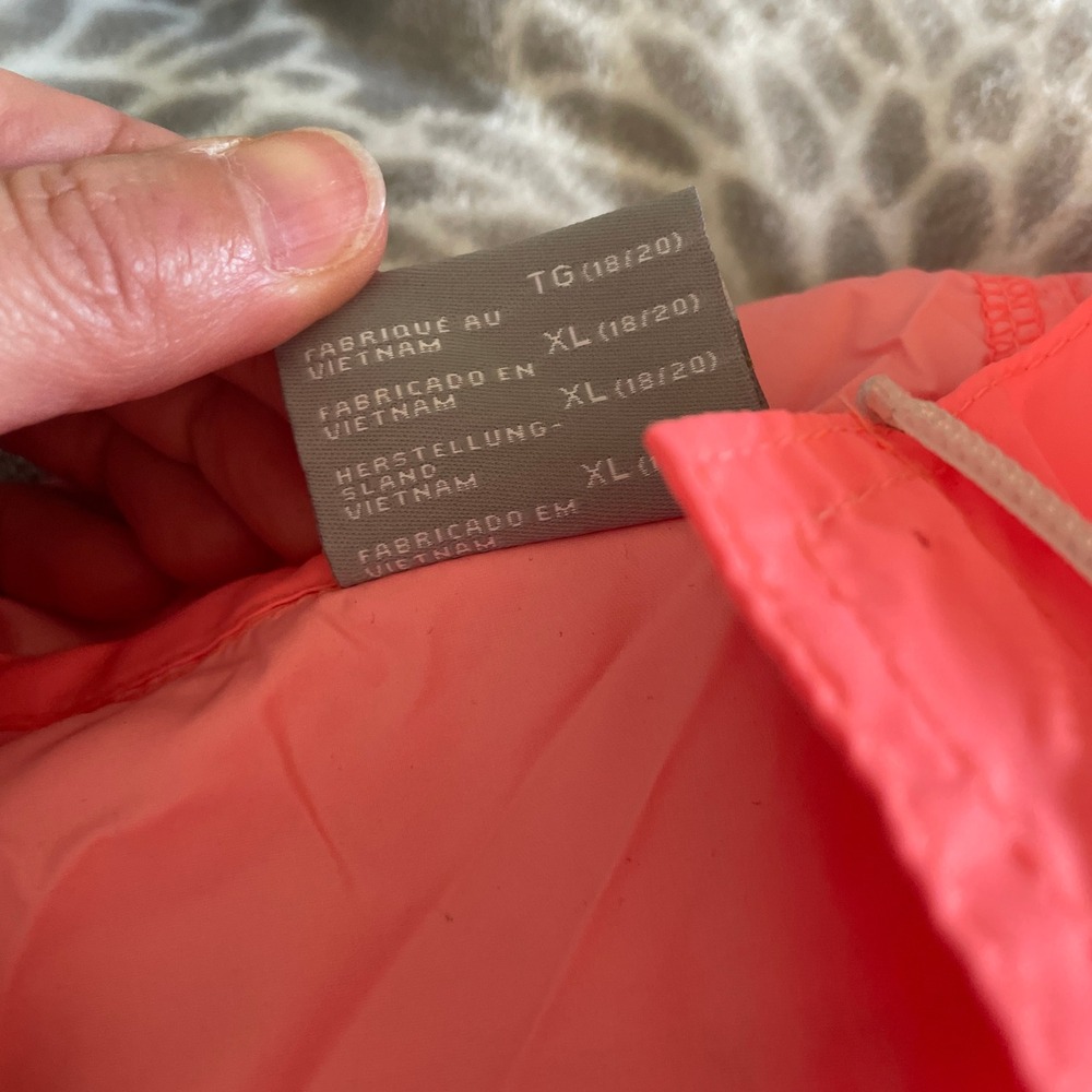 Columbia Hooded Lightweight Rain Jacket size XL Neon Pink Windbreaker Shell Y2K - Picture 9 of 12